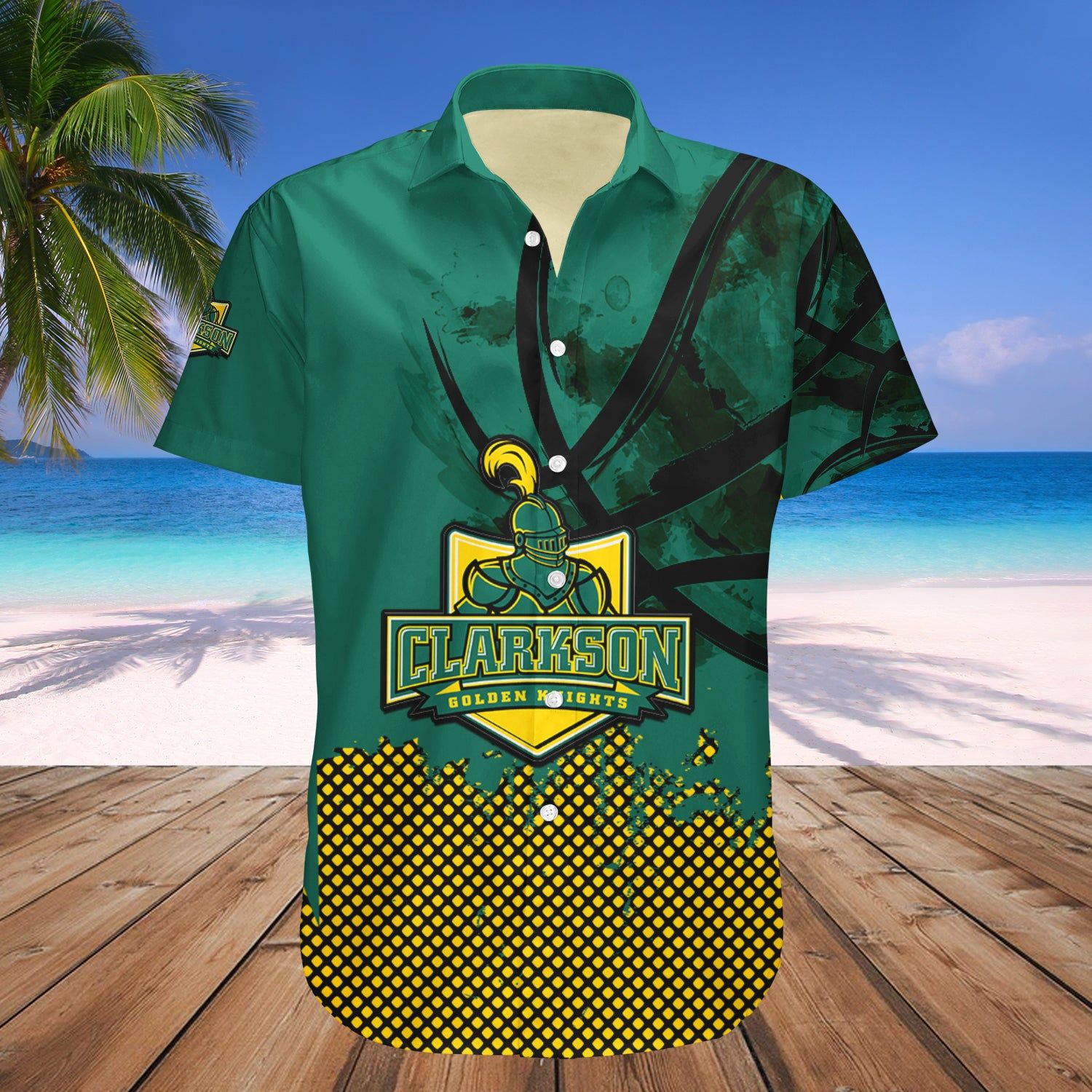 Clarkson Golden Knights Hawaii Shirt Basketball Net Grunge Pattern – NCAA