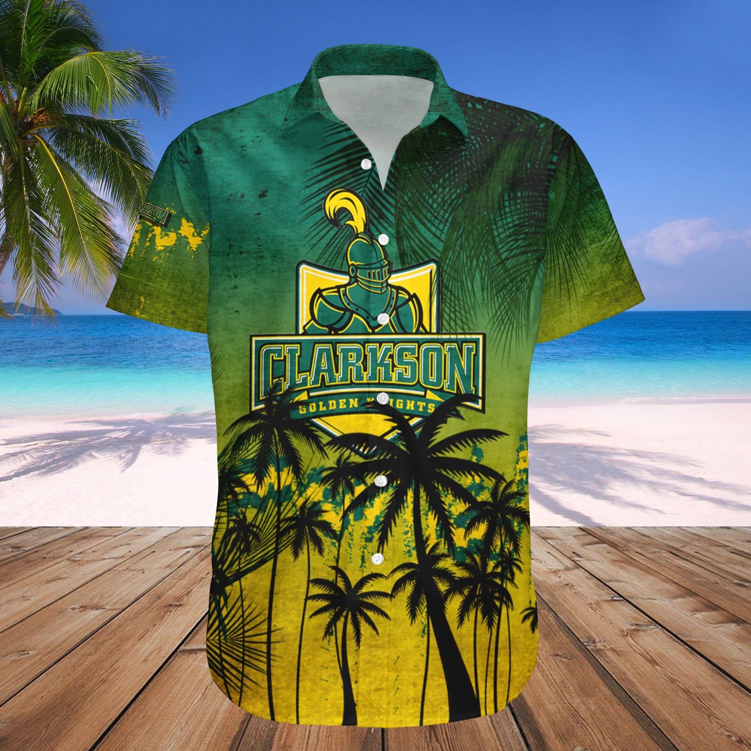 Clarkson Golden Knights Hawaii Shirt Coconut Tree Tropical Grunge – NCAA