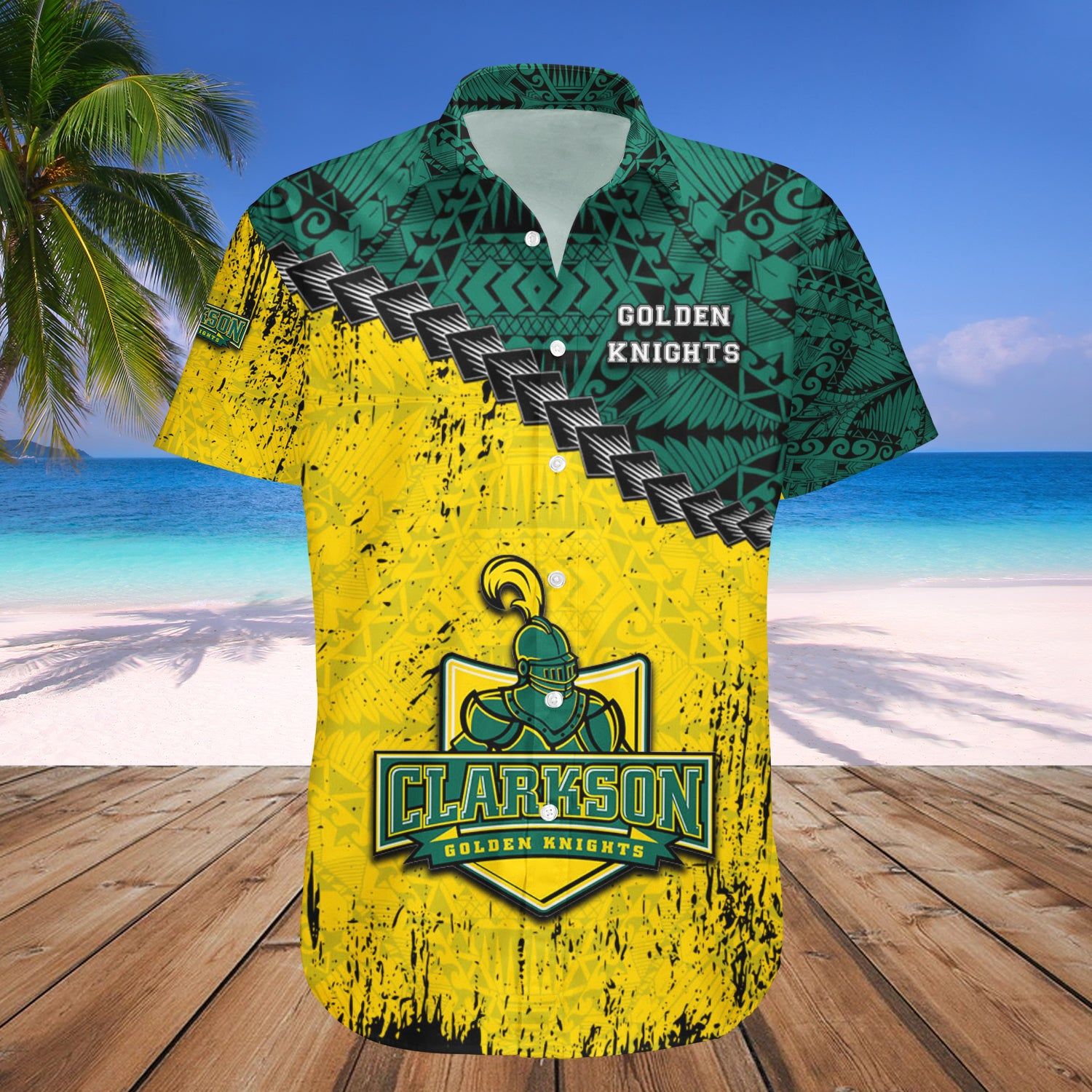 Clarkson Golden Knights Hawaii Shirt Grunge Polynesian Tattoo – NCAA