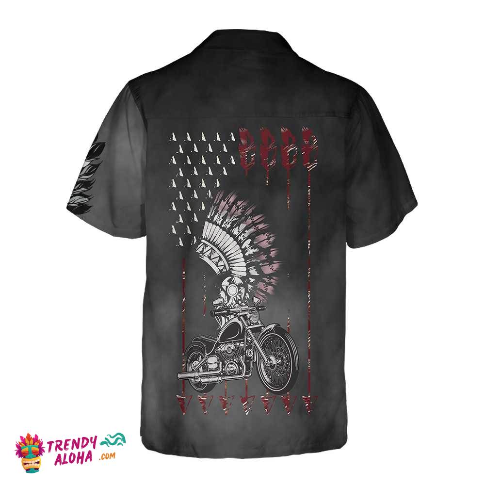 Classic And Vintage Skull Biker Chief Man Native American Motorcycle Hawaiian Shirt, Best Gift For Bikers