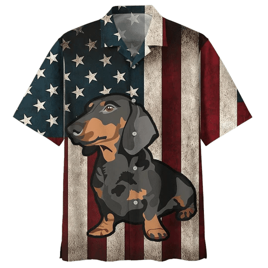 Classic Flag Dachshund Watercolor Design Trendy Hawaiian Shirt
