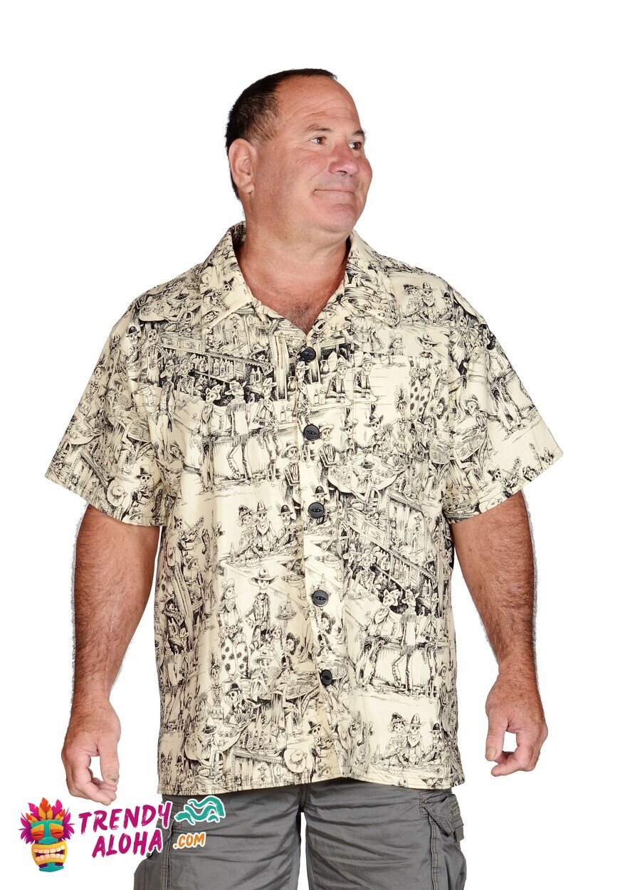 Classic Monochrome Black and White Pattern Hawaiian Shirt