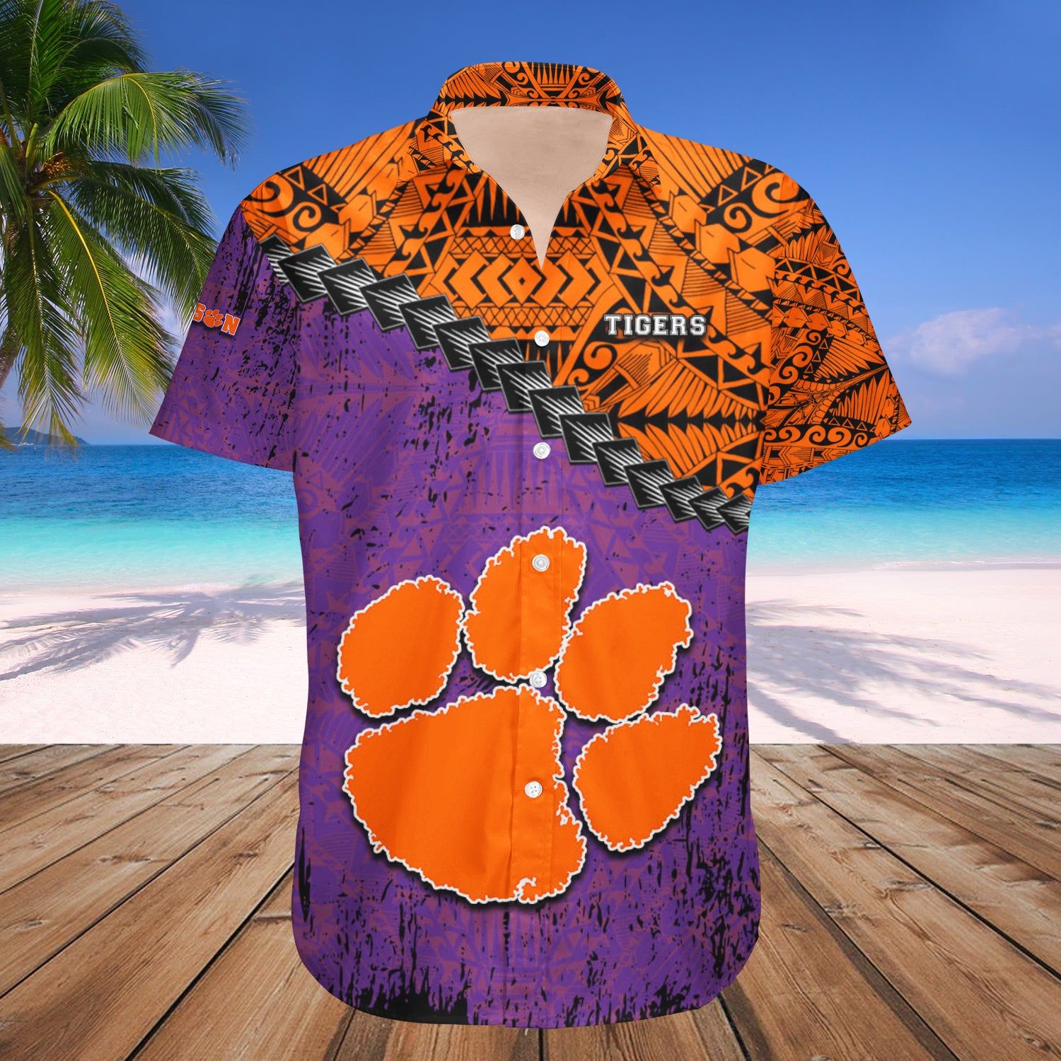 Clemson Tigers Hawaii Shirt Grunge Polynesian Tattoo – NCAA