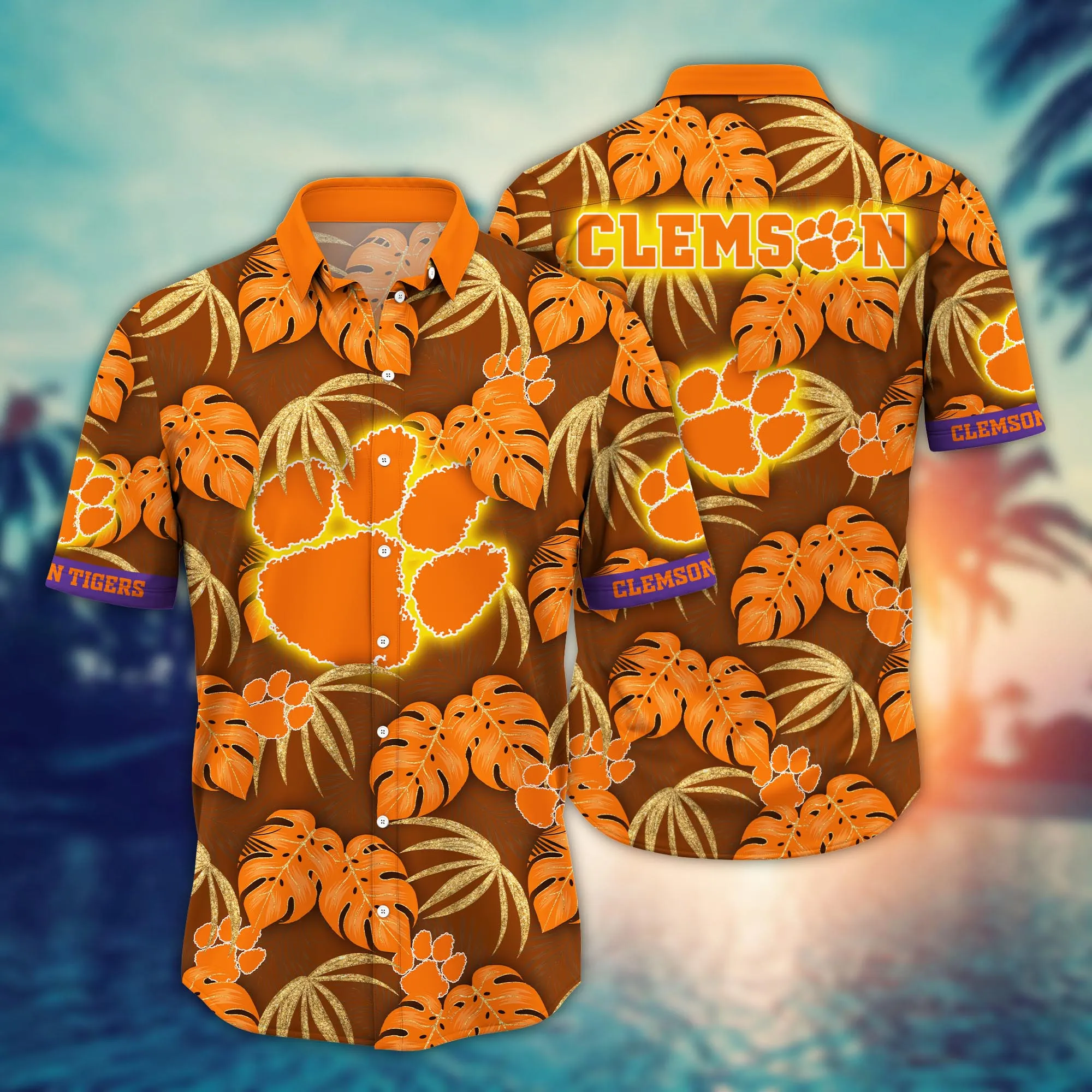 Clemson Tigers NCAA Hawaiian Shirt Evening Strolls Aloha Shirt