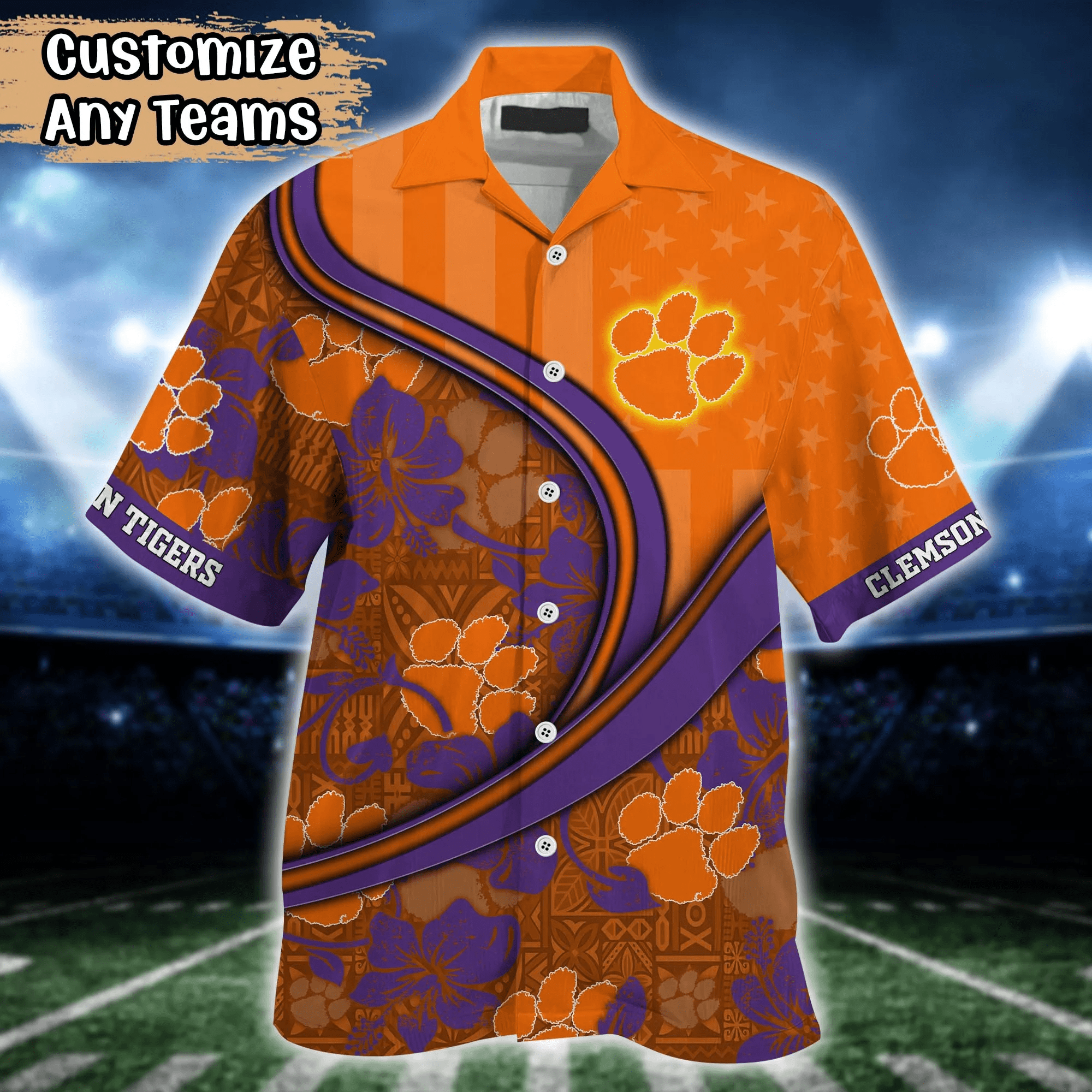 Clemson Tigers NCAA Us Flag Hawaiian Shirt Custom Summer Aloha Shirt