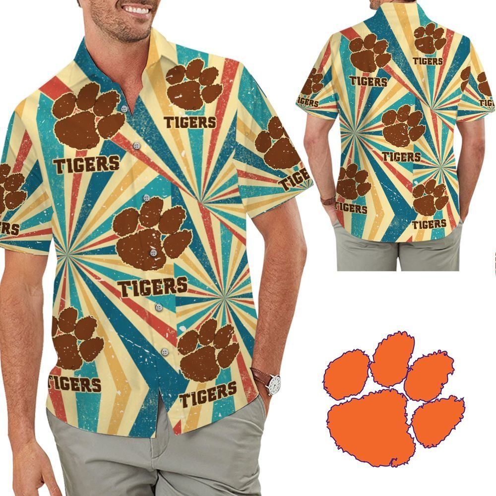 Clemson Tigers Retro Vintage Style Tropical Hawaiian Shirt for Men Women