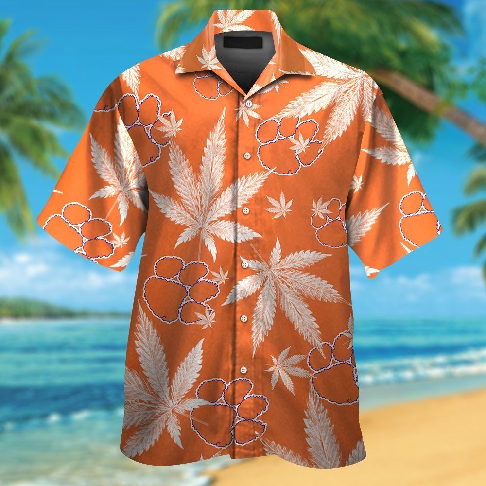 Clemson Tigers Short Sleeve Button Up Tropical Hawaiian Shirt VER017