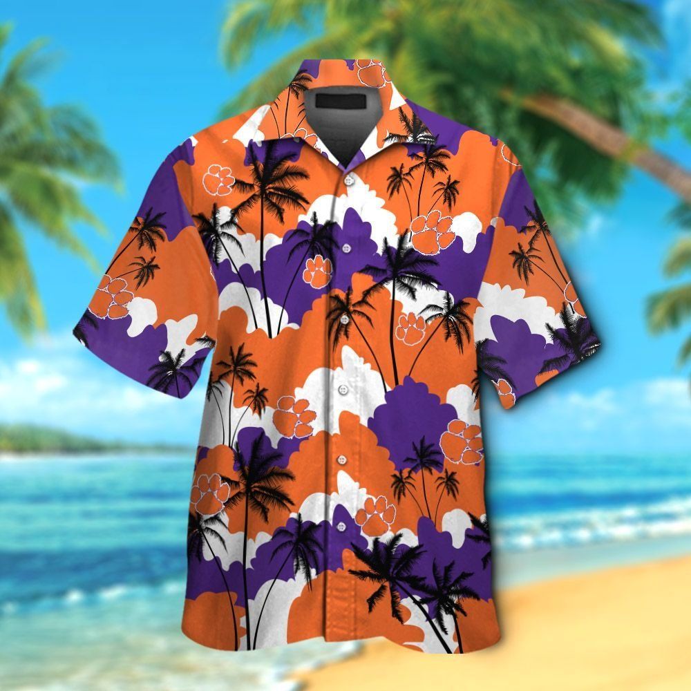 Clemson Tigers Short Sleeve Button Up Tropical Hawaiian Shirt VER02