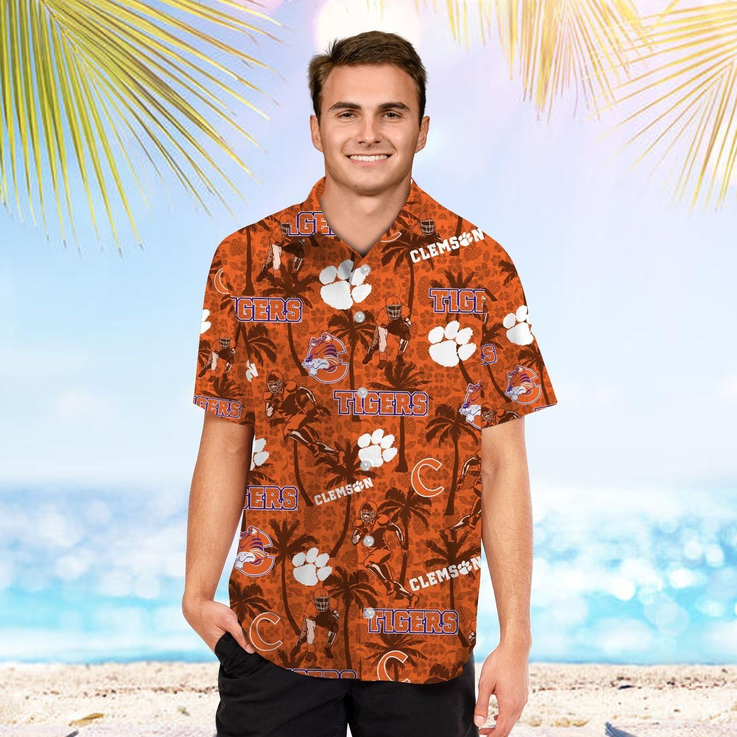 Clemson Tigers Tropical BeacCoconut Tree Tropical Hawaiian Shirt