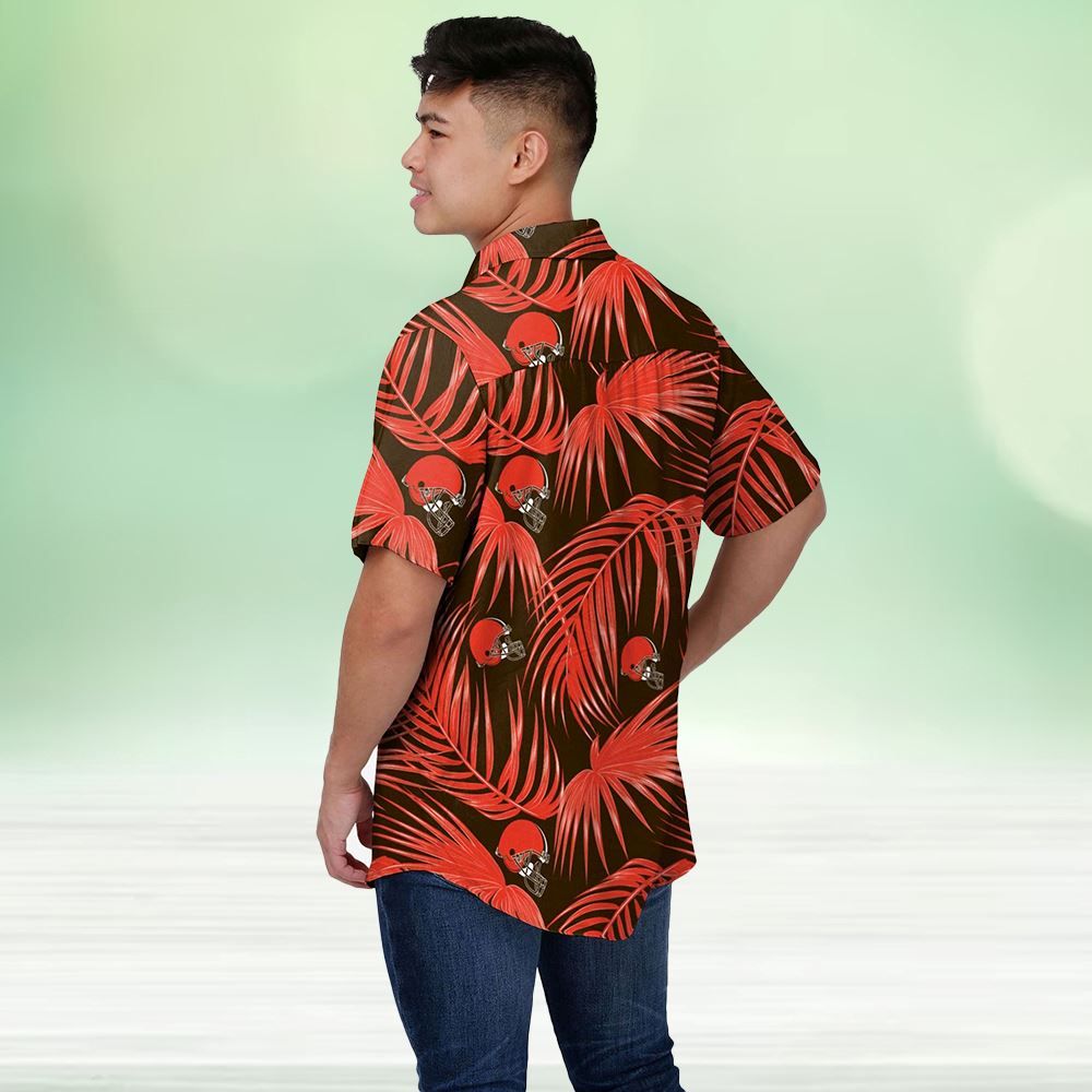 Cleveland Browns Button Up Hawaiian Themed Shirt