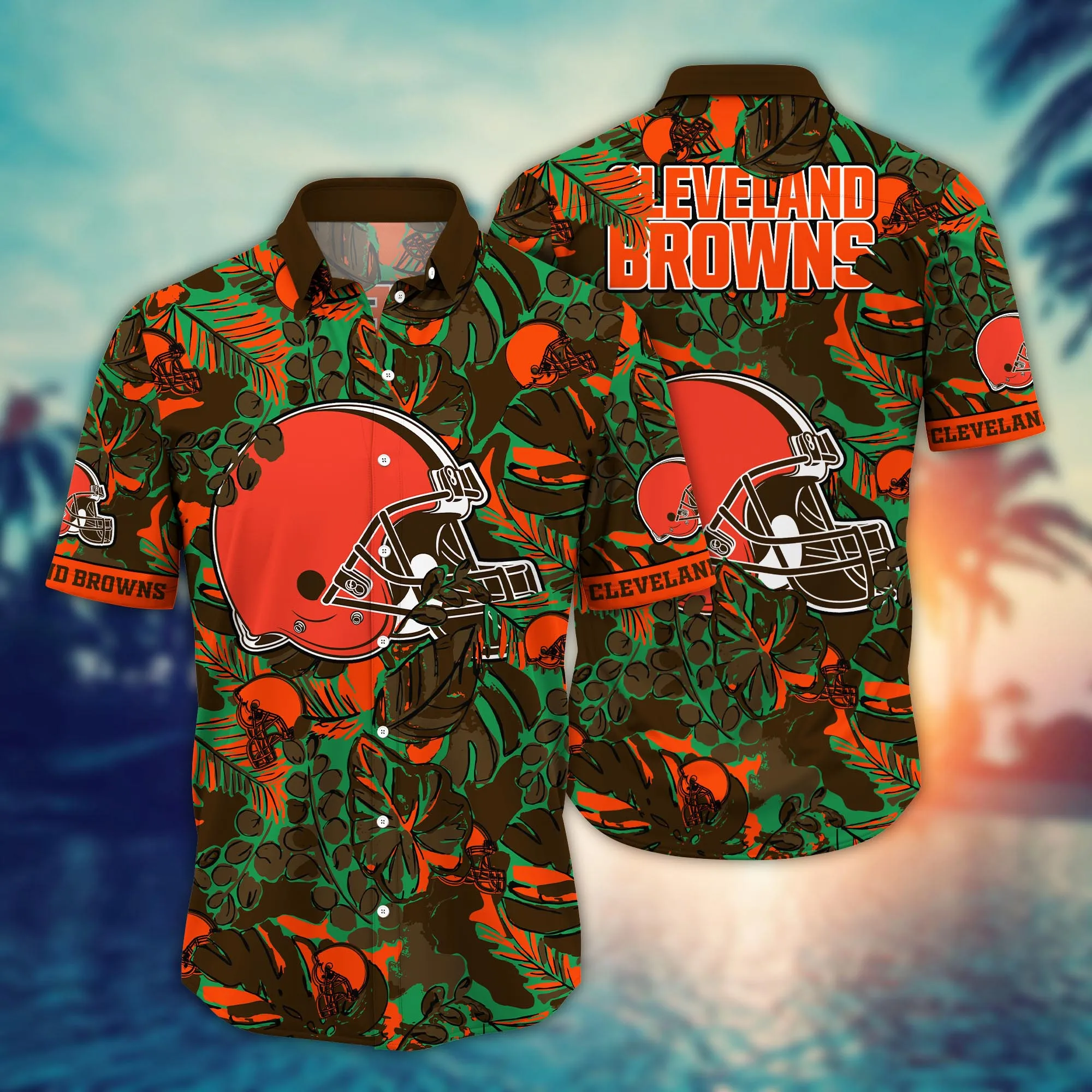 Cleveland Browns NFL Hawaiian Shirt Parasols Aloha Shirt Cleveland Browns NFL Hawaiian Shirt Parasols Aloha Shirt