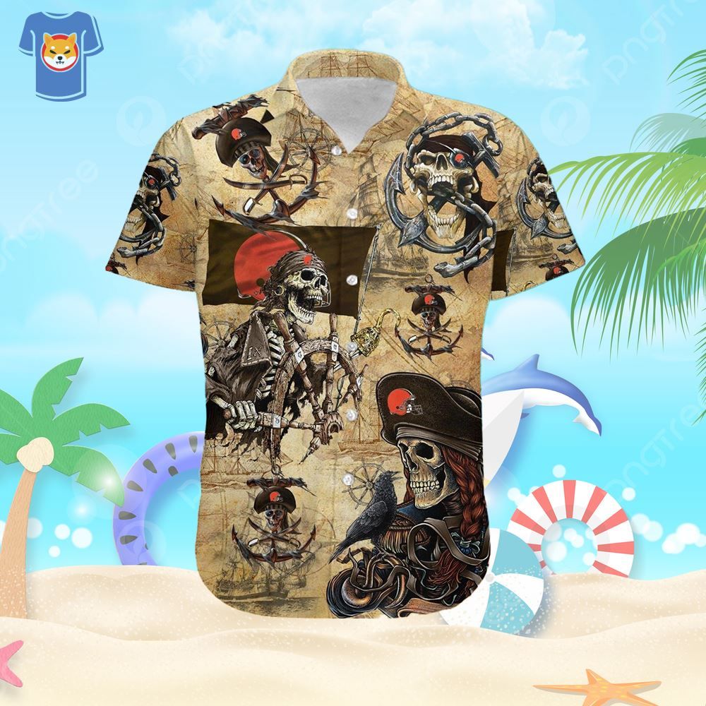 Cleveland Browns Pirates Fans Pirates Skull Hawaiian Shirt