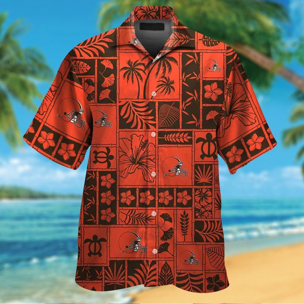 Cleveland Browns Short Sleeve Button Up Tropical Hawaiian Shirt VER012