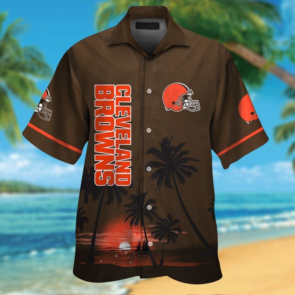 Cleveland Browns Short Sleeve Button Up Tropical Hawaiian Shirt VER05
