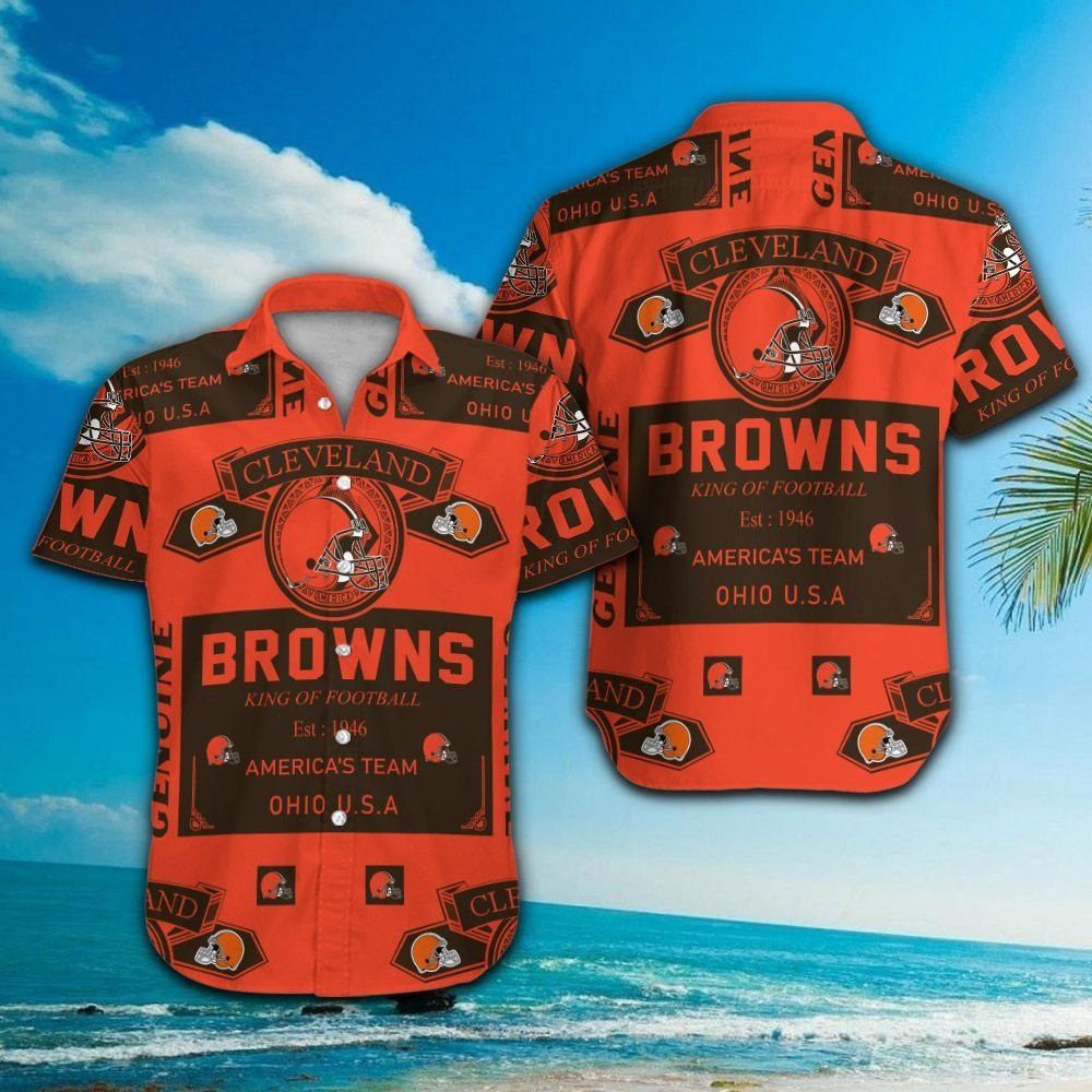 Cleveland Browns Short Sleeve Button Up Tropical Hawaiian Shirt VER06