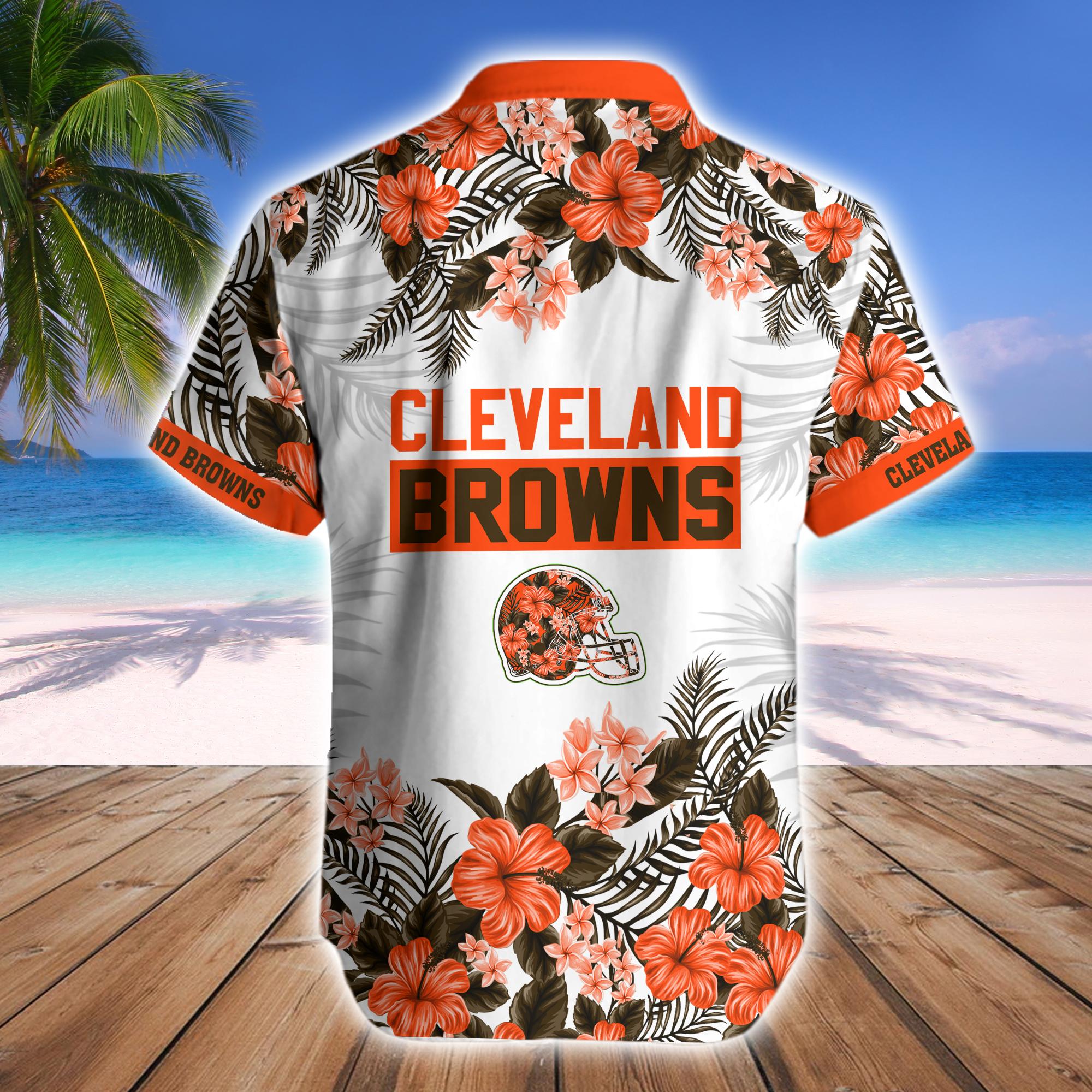 Cleveland Browns Tropical Hawaiian Fan Shirt Shorts Dawg Pound Set