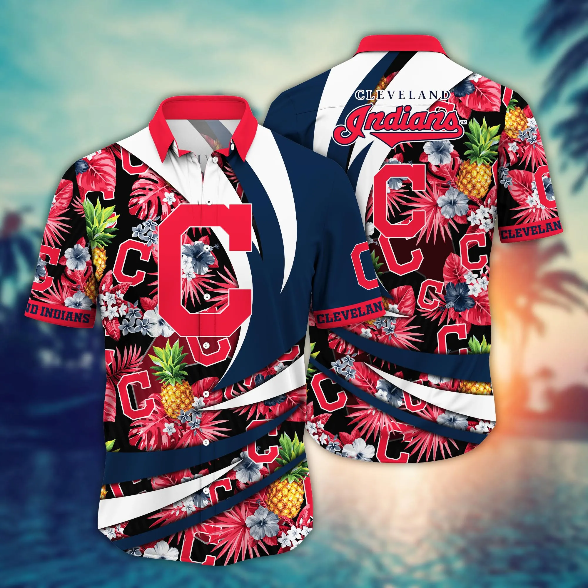 Cleveland Indians MLB Hawaiian Shirt Hot Sands Aloha Shirt