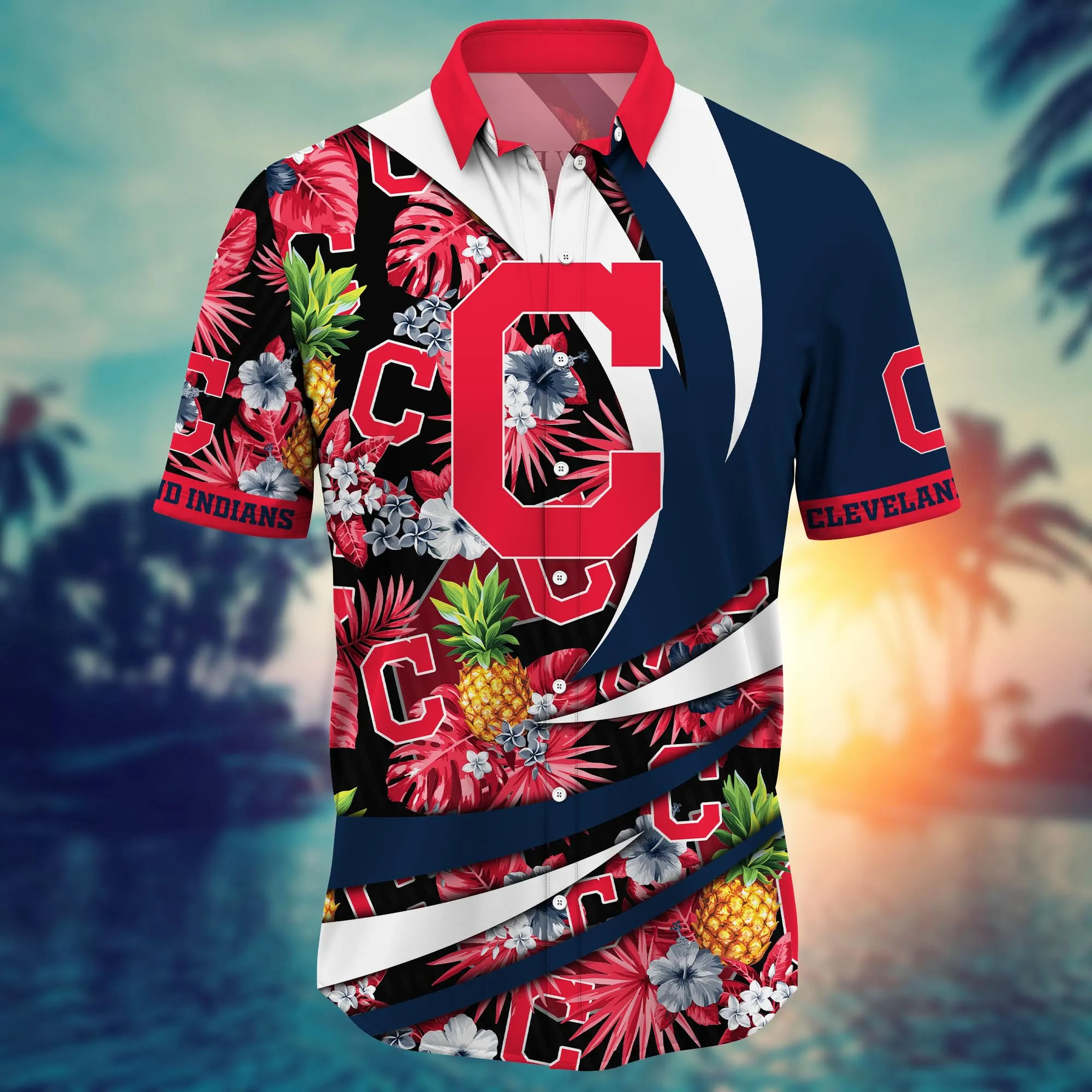 Cleveland Indians MLB Hawaiian Shirt Hot Sands Aloha Shirt