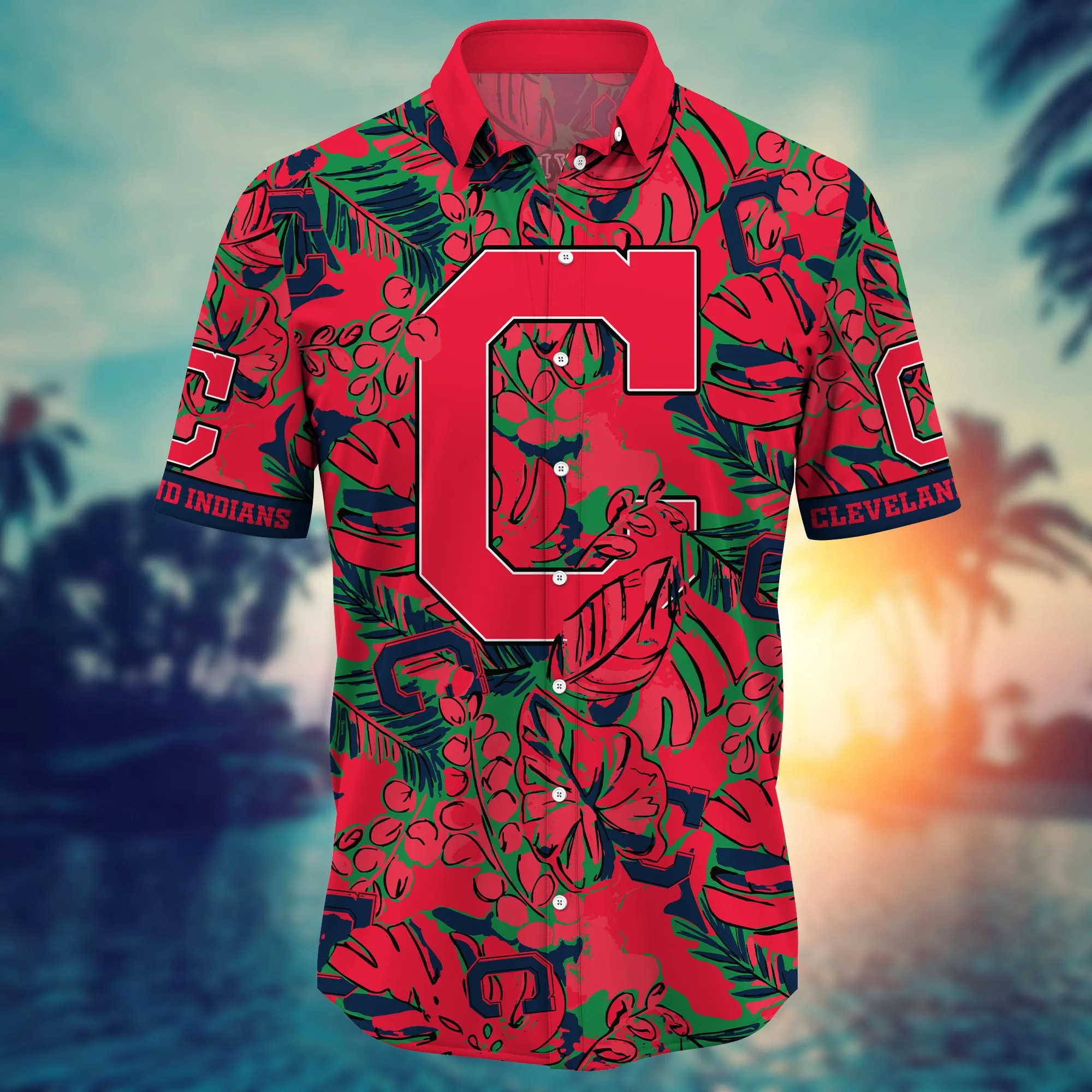 Cleveland Indians MLB Hawaiian Shirt Parasols Aloha Shirt
