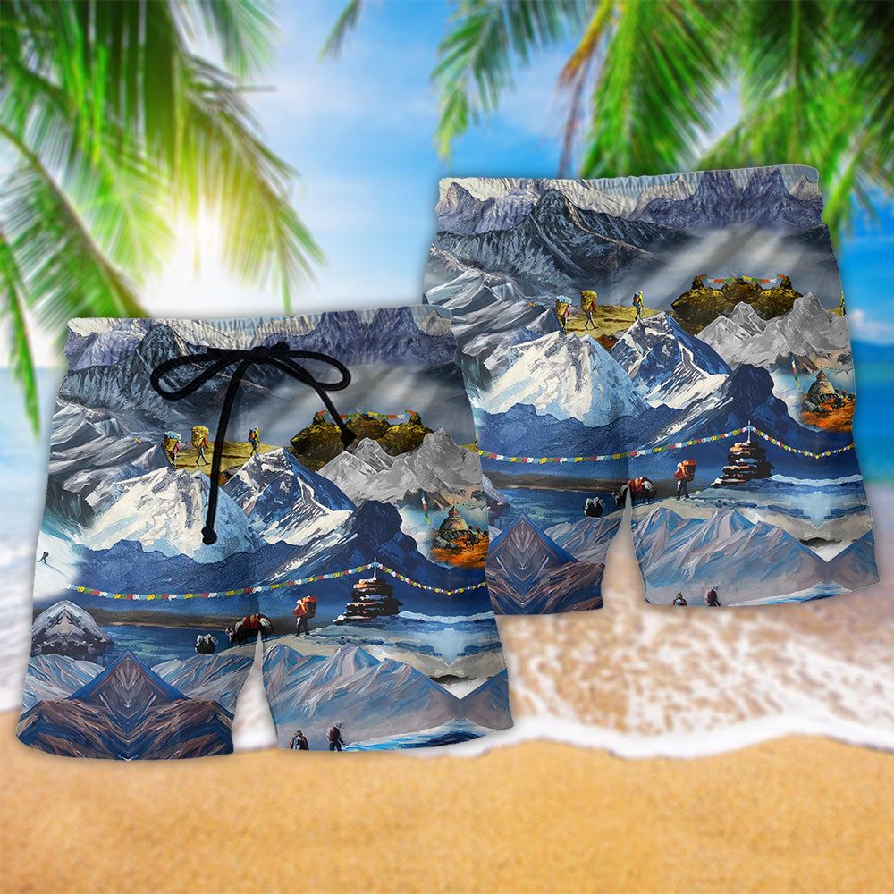 Climbing The Mountains Are Calling I Must Go Trendy Aloha Hawaiian Beach Shorts