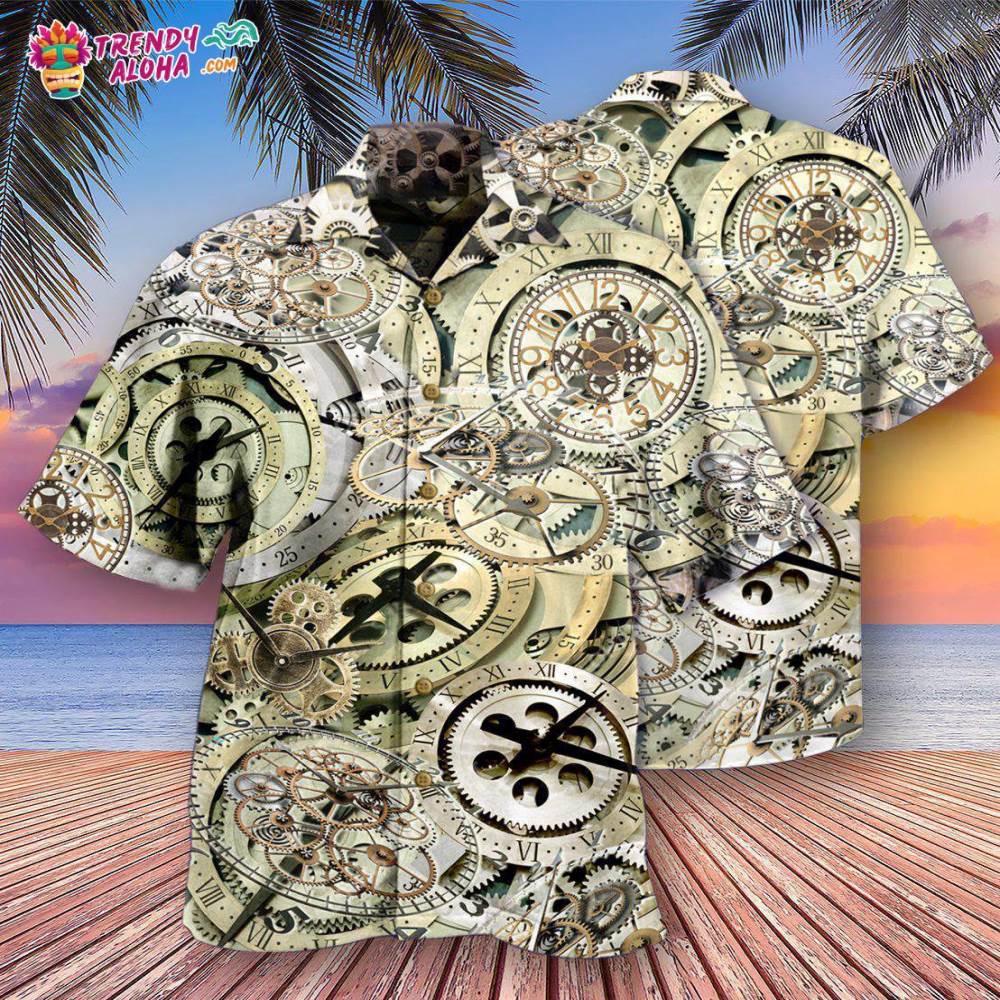 Clock One Speed One Gear Clock With Vintage Style Hawaiian Shirt – Trendy Aloha