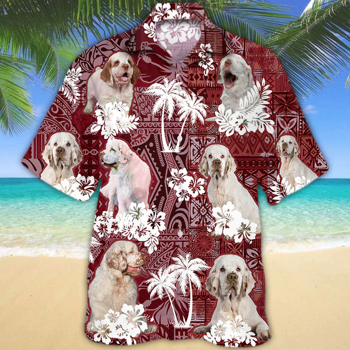 Clumber Spaniel Red Trendy Hawaiian Shirt, Gift For Dog Lover Shirts, Animal Summer Shirts, Trendy Hawaiian Shirt Men Clumber Spaniel Red Trendy Hawaiian Shirt, Gift For Dog Lover Shirts, Animal Summer Shirts, Trendy Hawaiian Shirt Men