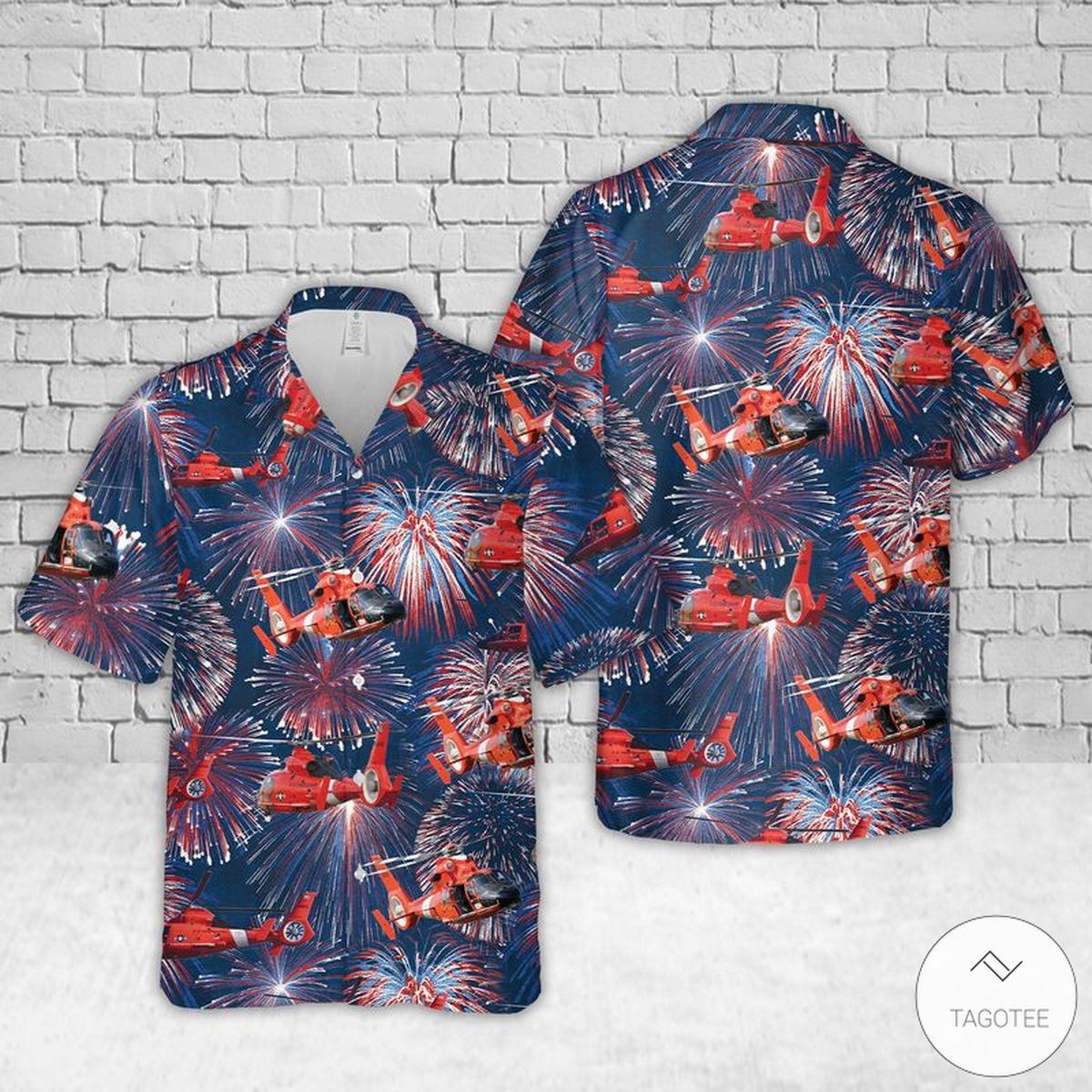 Coast Guard Eurocopter Mh-65 Dolphin Helicopter Hawaiian Shirt