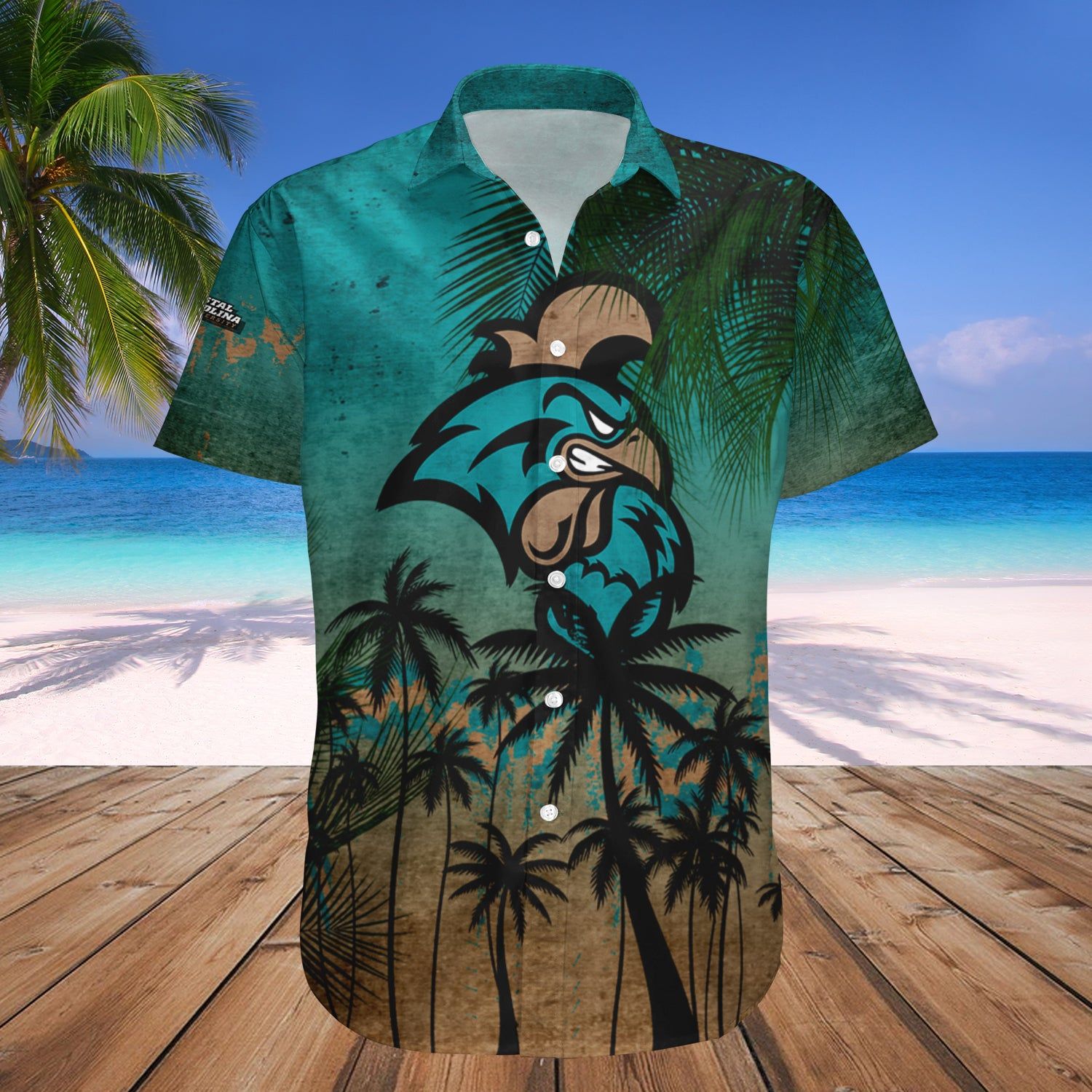 Coastal Carolina Chanticleers Hawaii Shirt Coconut Tree Tropical Grunge – NCAA
