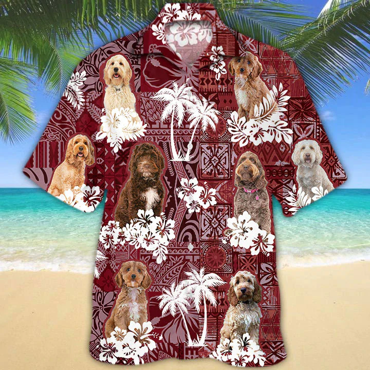 Cockapoo Red Trendy Hawaiian Shirt, Gift For Dog Lover Shirts, Animal Summer Shirts, Trendy Hawaiian Shirt Men Cockapoo Red Trendy Hawaiian Shirt, Gift For Dog Lover Shirts, Animal Summer Shirts, Trendy Hawaiian Shirt Men