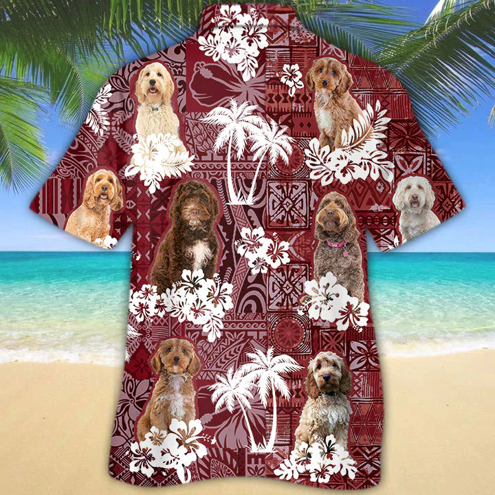 Cockapoo Red Trendy Hawaiian Shirt, Gift For Dog Lover Shirts, Animal Summer Shirts, Trendy Hawaiian Shirt Men