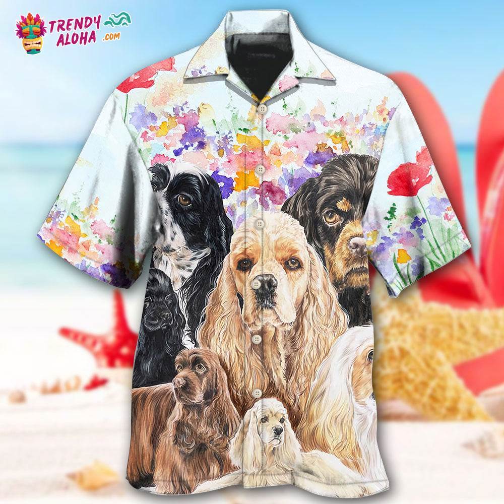 Cocker Spaniel Dog And Flowers Lover Hawaiian Shirt – Trendy Aloha