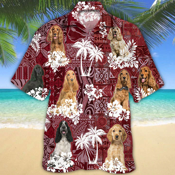 Cocker Spaniel Red Hawaiian Shirt for Dog Lovers