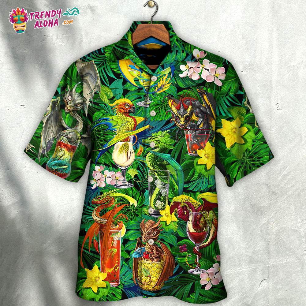 Cocktail And Dragon Tropical Hello Summer Hawaiian Shirt – Trendy Aloha
