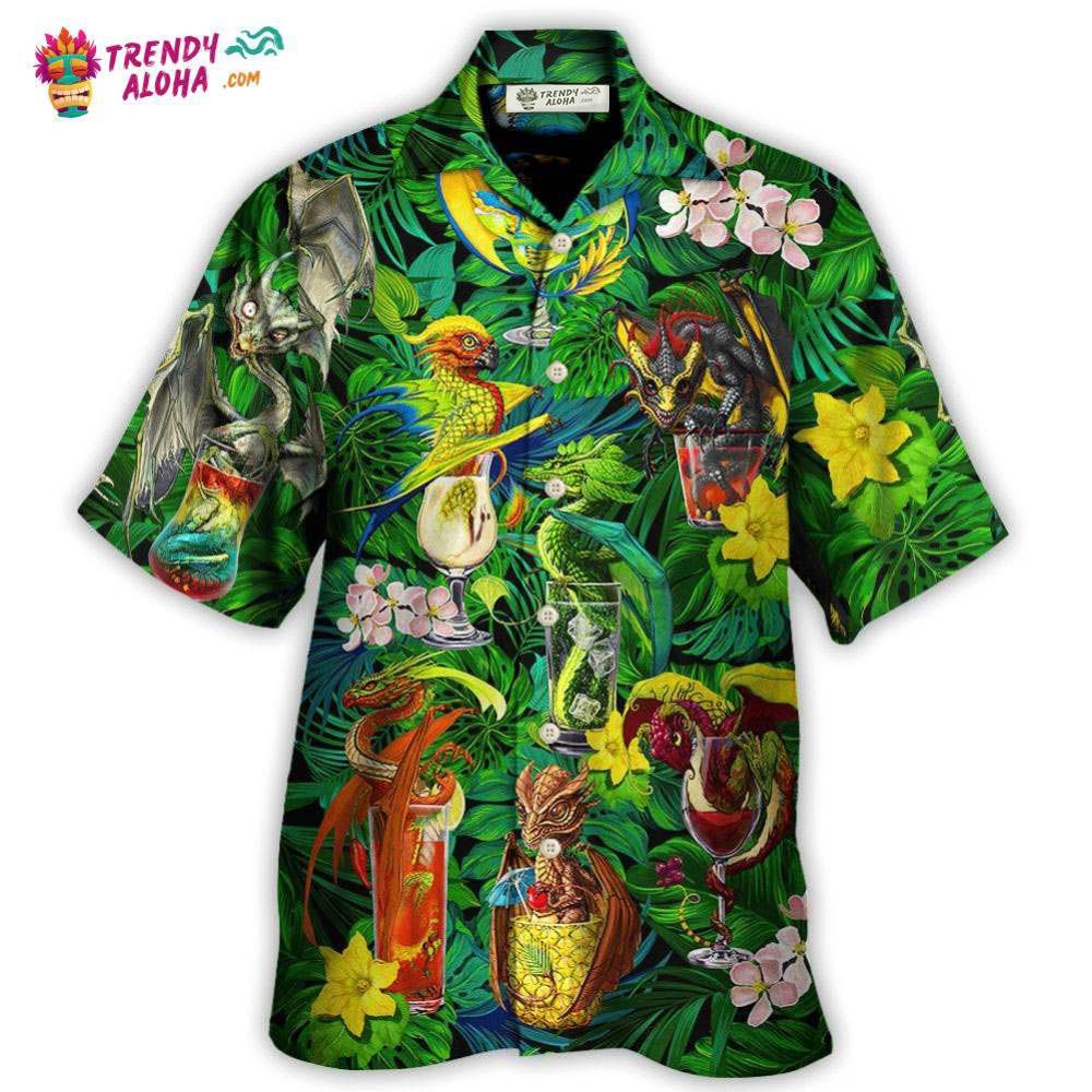 Cocktail And Dragon Tropical Hello Summer Hawaiian Shirt – Trendy Aloha