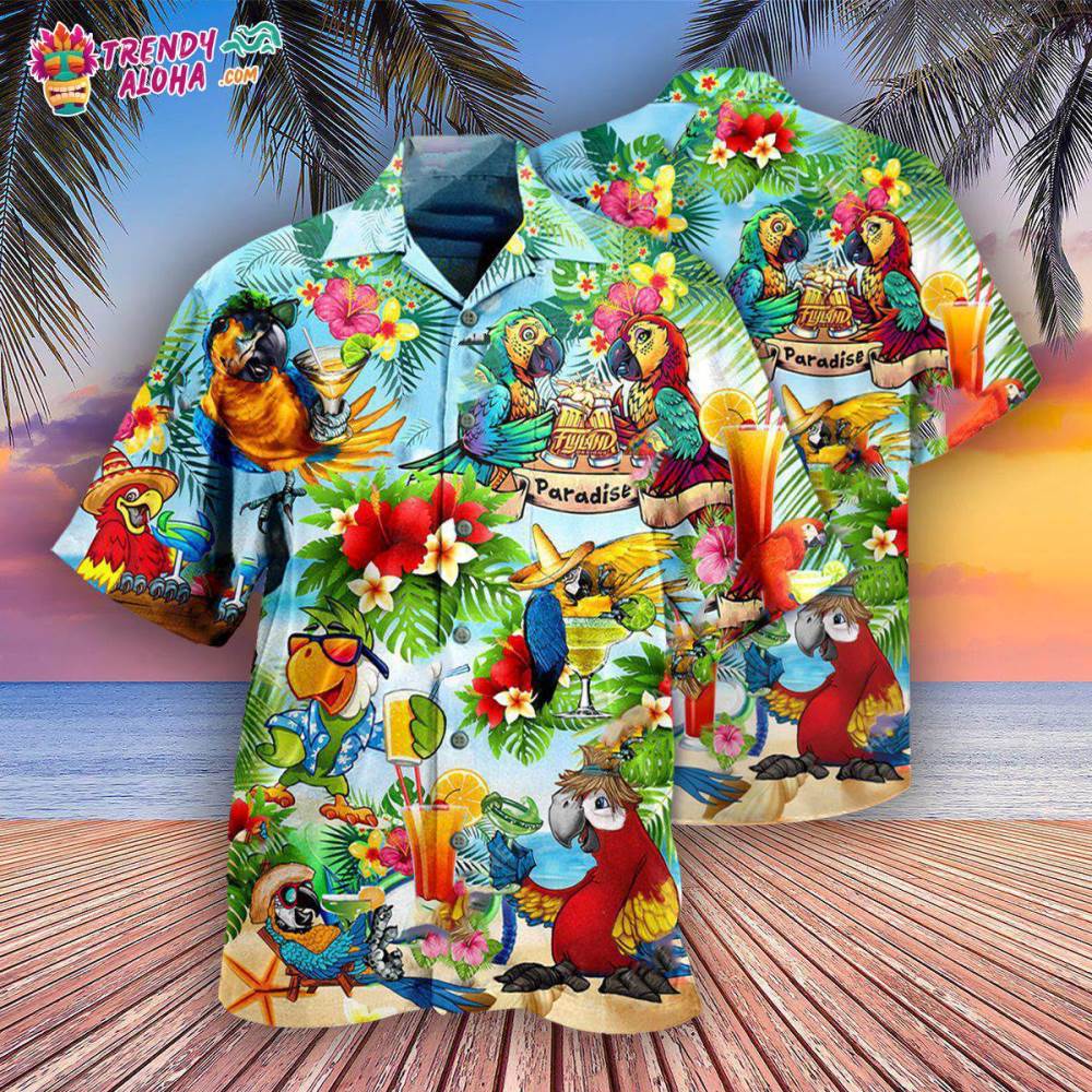 Cocktail And Parrots It’S Five Oclock Somewhere Style Hawaiian Shirt – Trendy Aloha
