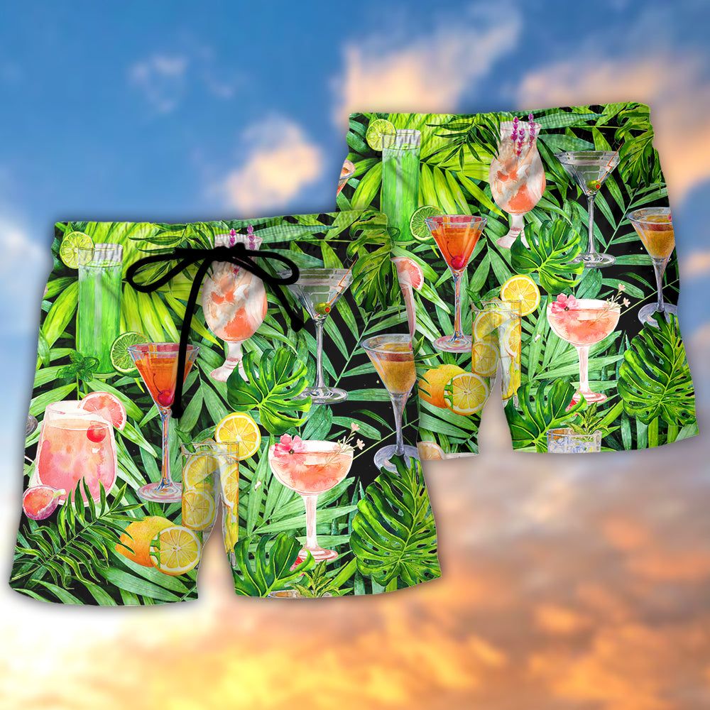 Cocktail Classy Tropical Summer Trendy Aloha Hawaiian Beach Shorts