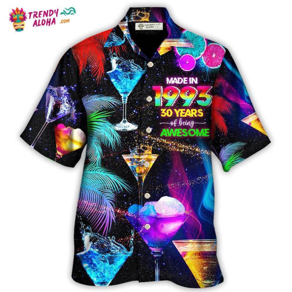 Cocktail Drinking Cocktail Made In 1993 30 Years Neon Style Hawaiian Shirt – Trendy Aloha Cocktail Drinking Cocktail Made In 1993 30 Years Neon Style Hawaiian Shirt – Trendy Aloha