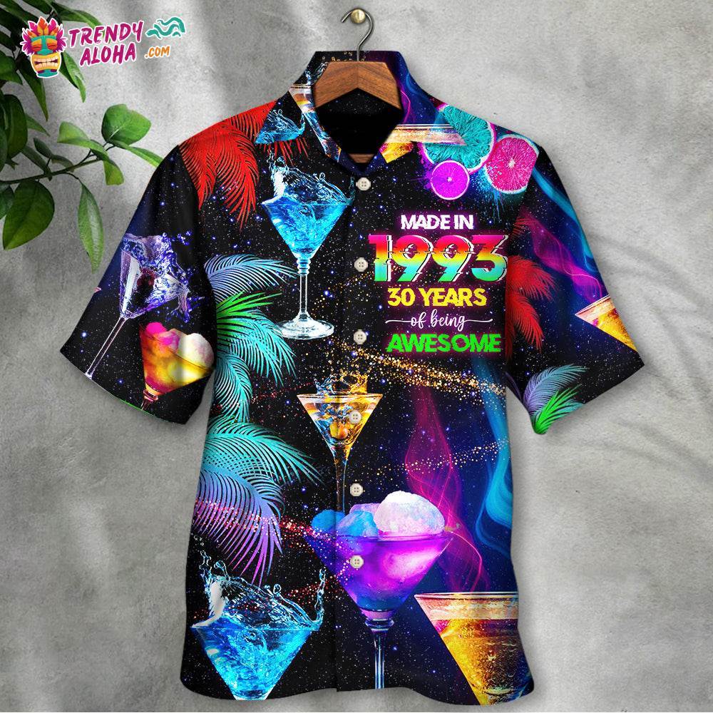 Cocktail Drinking Cocktail Made In 1993 30 Years Neon Style Hawaiian Shirt – Trendy Aloha