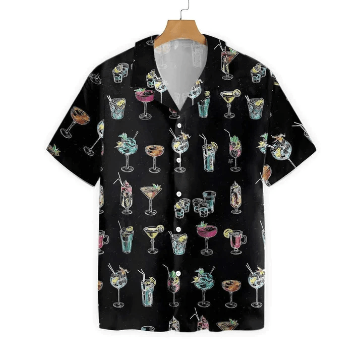 Cocktail For You Gift For Bartender Black Background Trendy Hawaiian Shirt