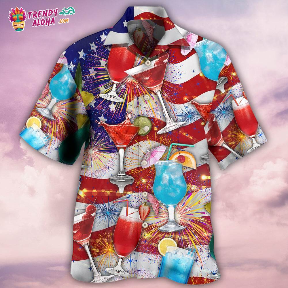 Cocktail Independence Day American Celebration Hawaiian Shirt – Trendy Aloha