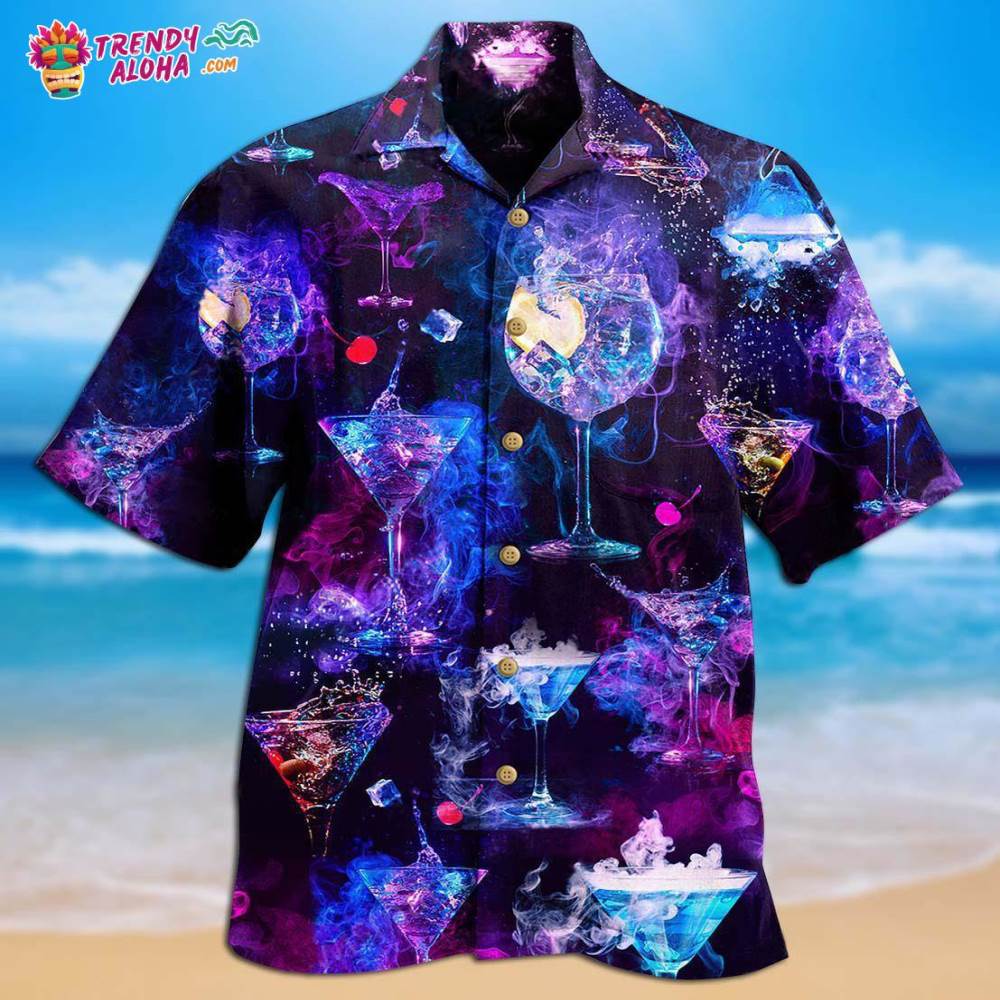 Cocktail Love The Moon Purple Hawaiian Shirt – Trendy Aloha