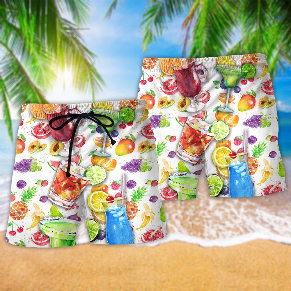 Cocktail Margarita Colorful Summer Trendy Aloha Hawaiian Beach Shorts