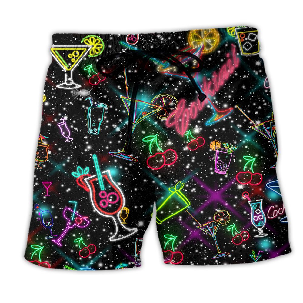 Cocktail Neon Love Style Trendy Aloha Hawaiian Beach Shorts Cocktail Neon Love Style Trendy Aloha Hawaiian Beach Shorts