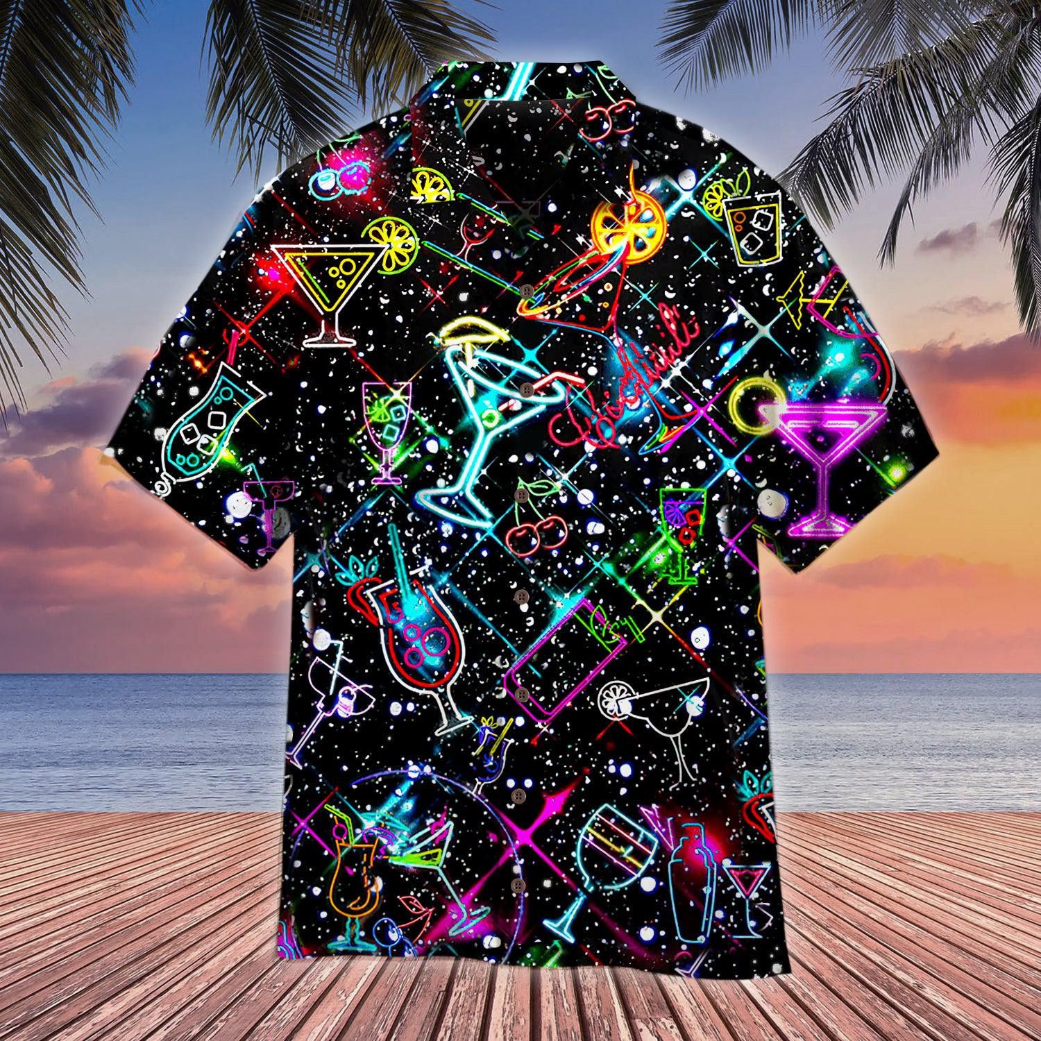 Cocktail Neon Love Trendy Hawaiian Shirt