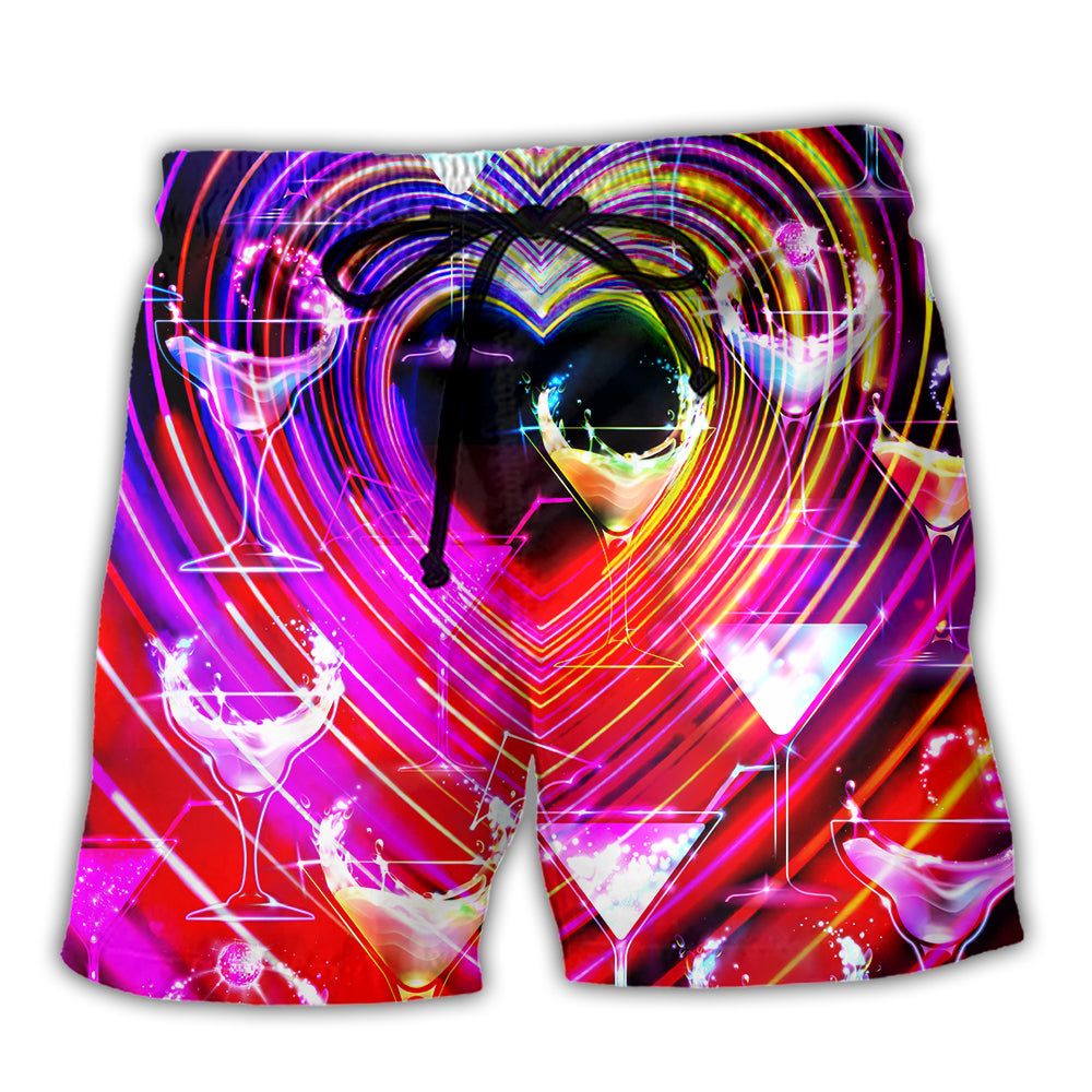 Cocktail Party Romantic Sweet Heart Neon Light Trendy Aloha Hawaiian Beach Shorts Cocktail Party Romantic Sweet Heart Neon Light Trendy Aloha Hawaiian Beach Shorts