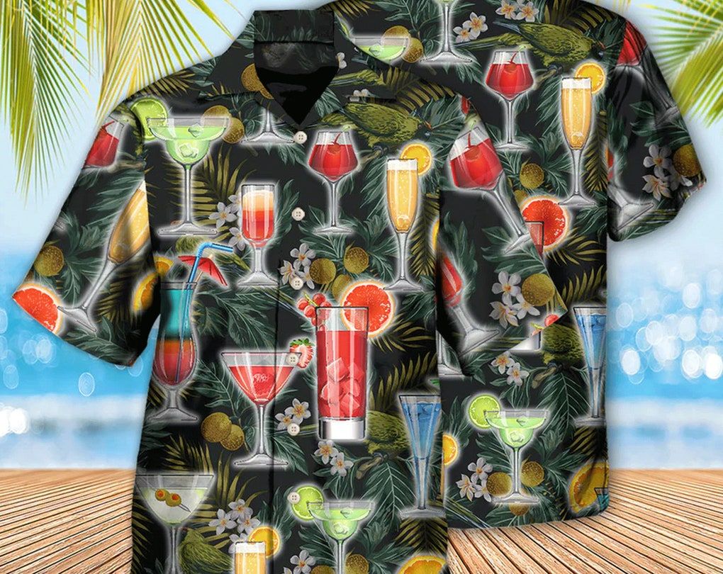 Cocktail Summer Tropical Beach, Trendy Hawaiian Shirt For Men/Women, Hawaii Shirt Party Summer, Birthday Gift, Hawaii Style, Hawaiian Set Gift.