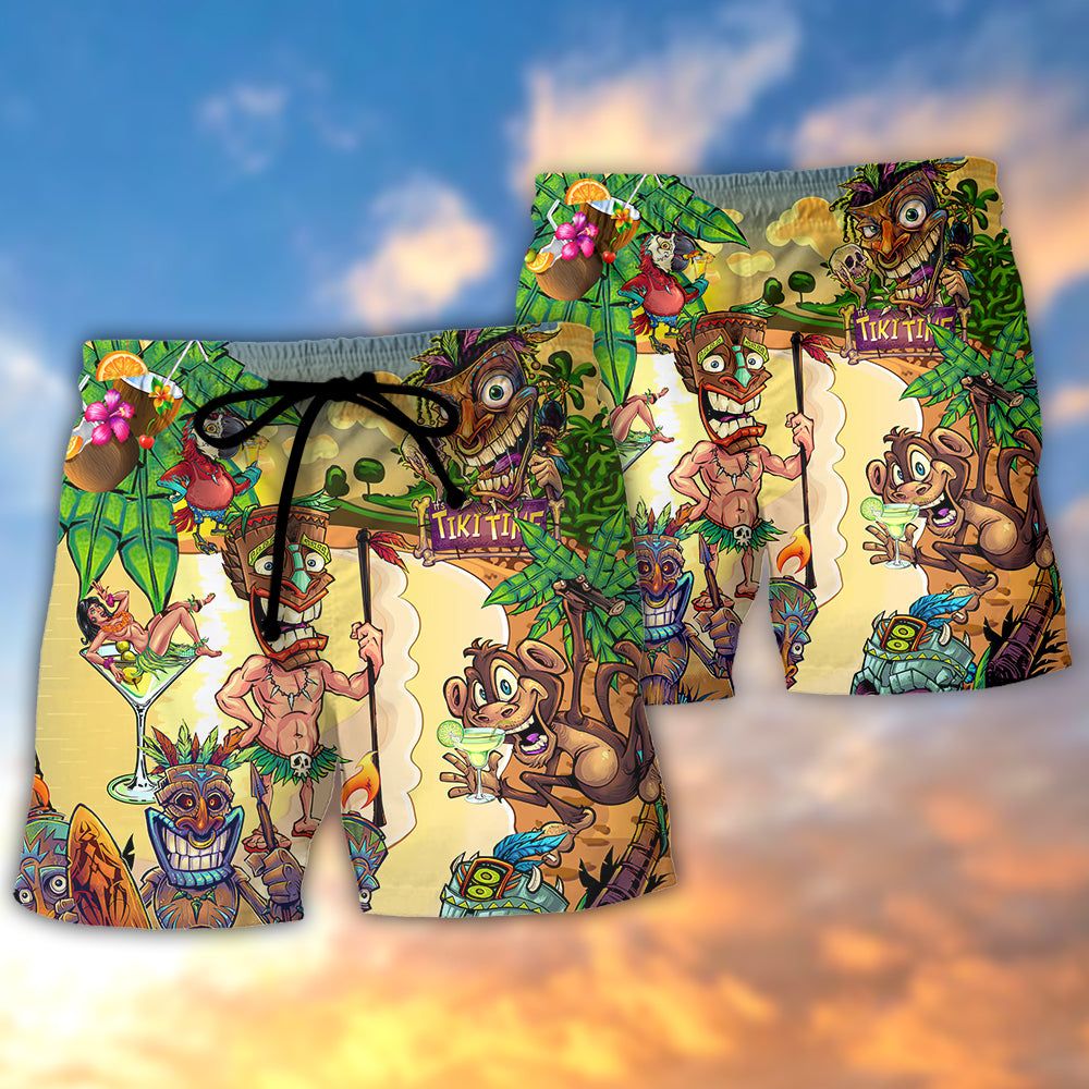 Cocktail Tiki Bar Summer Beach Trendy Aloha Hawaiian Beach Shorts