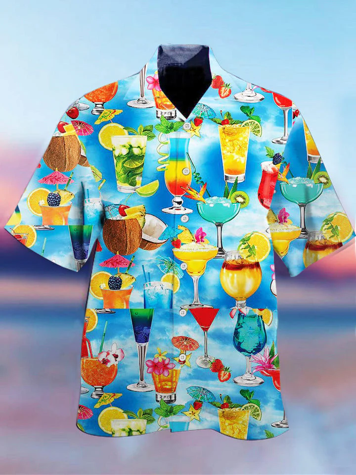 Cocktail Trendy Hawaiian Shirt, Aloha Hawaii Shirt, Gift For Summer Holidays, Summer Gift For Women