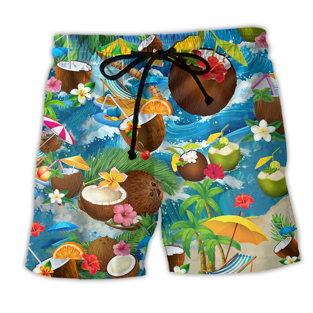 Coconut Summer Time Beaches Trendy Aloha Hawaiian Beach Shorts Coconut Summer Time Beaches Trendy Aloha Hawaiian Beach Shorts