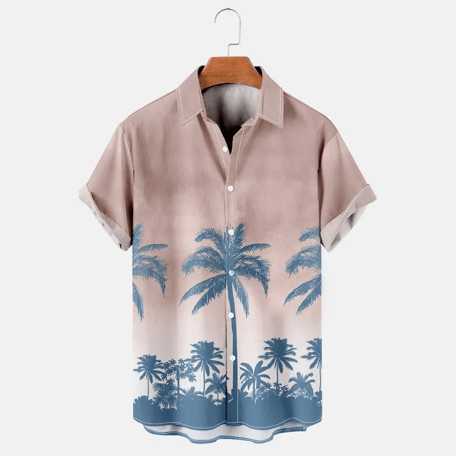 Coconut Tree Printed Casual Breathable Hawaiian Short Sleeve Shirt, Trendy Hawaiian Shirt Vintage, Trendy Hawaiian Shirt For Men, Women Coconut Tree Printed Casual Breathable Hawaiian Short Sleeve Shirt, Trendy Hawaiian Shirt Vintage, Trendy Hawaiian Shirt For Men, Women